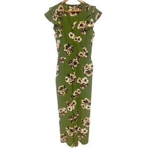 1. State Floral Mirage Wrap Green Jumpsuit Size Medium